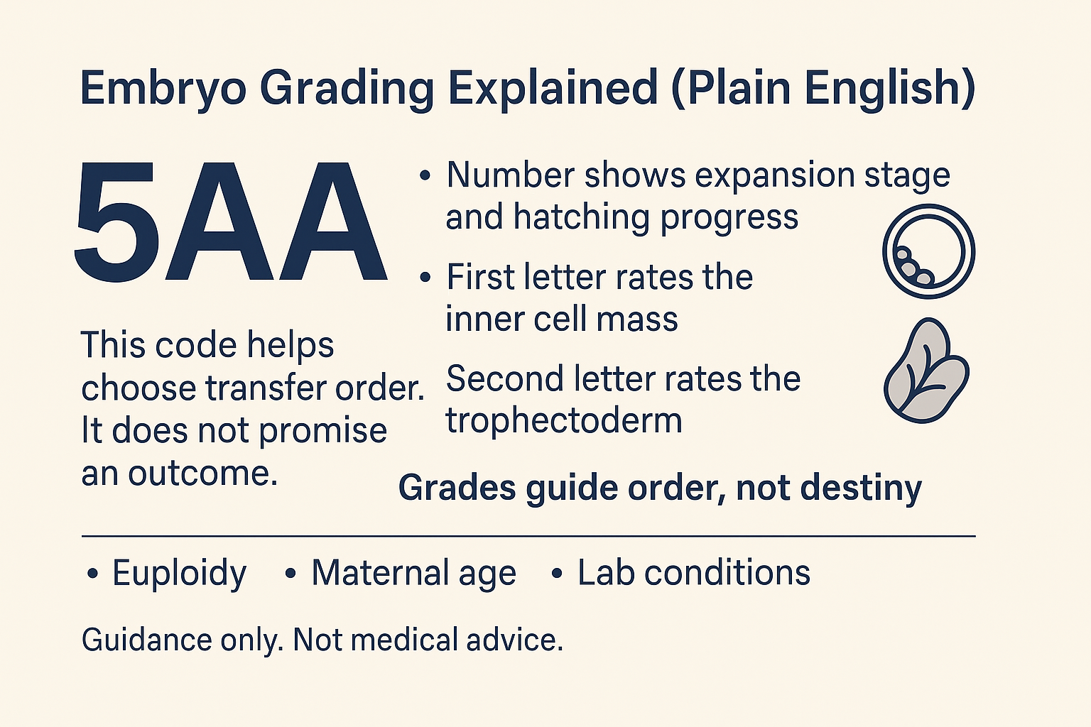 Embryo grading explained with a simple blastocyst grading chart
